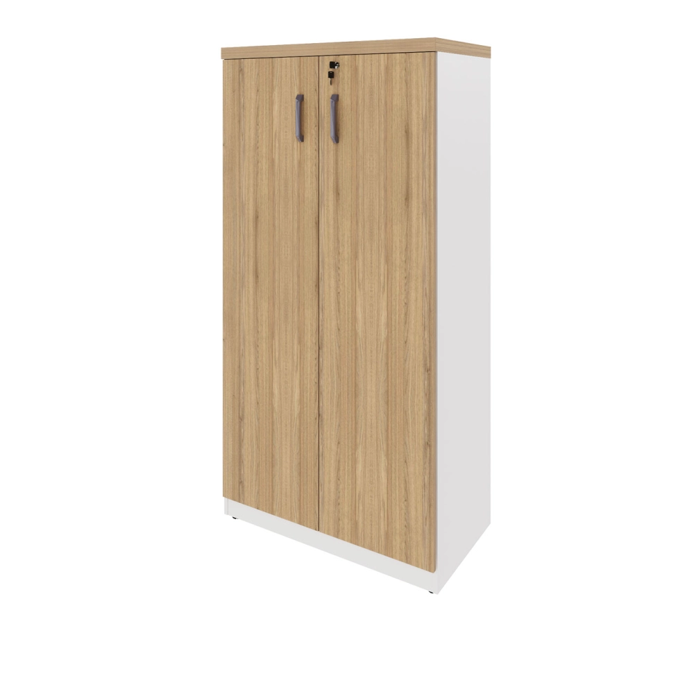 Armário Escritório 80cm x 161,5cm 2 Portas 3 Prateleiras F5 Cor:Macadâmia com Branco