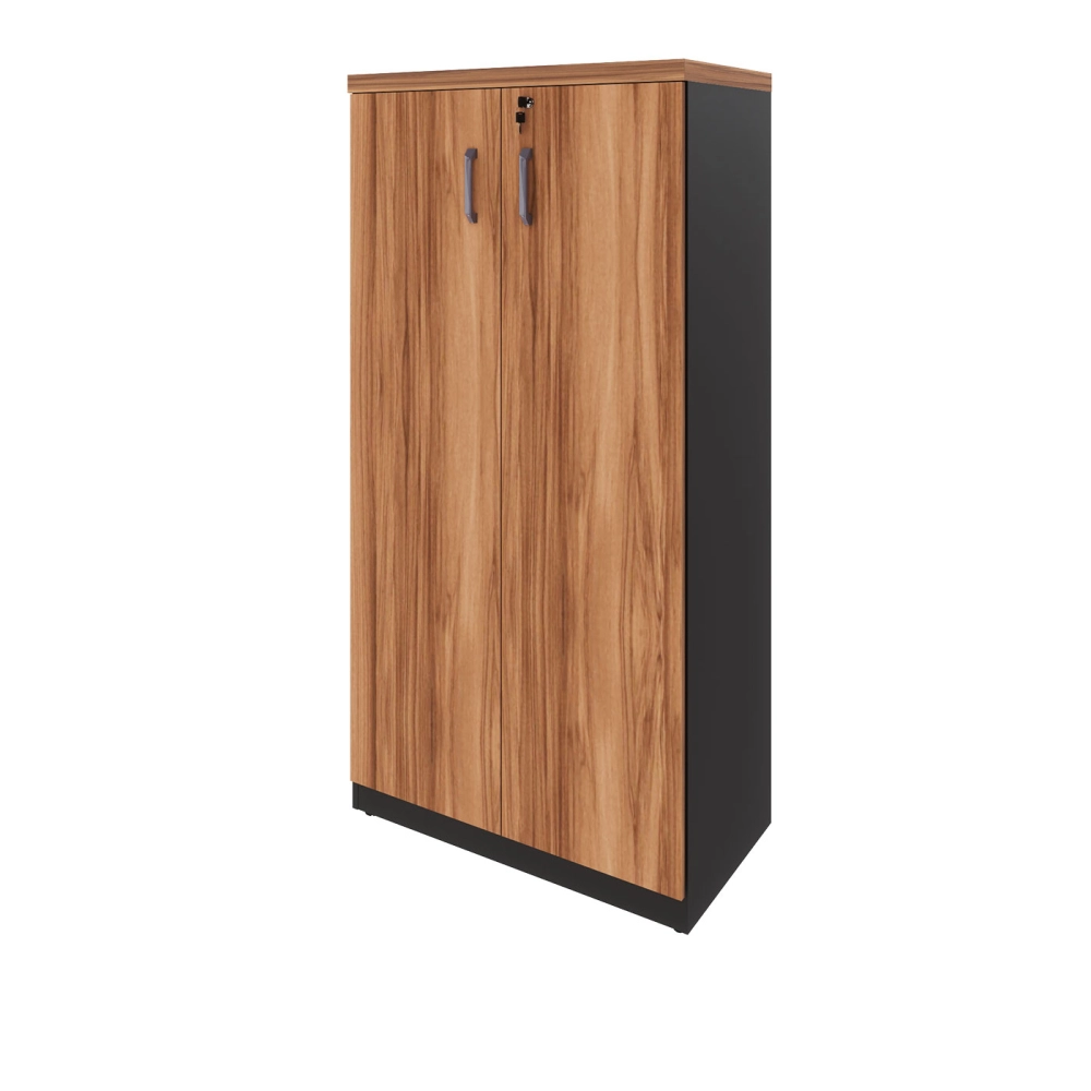 Armário Escritório 80cm x 161,5cm 2 Portas 3 Prateleiras F5 Cor:Nogal com Preto