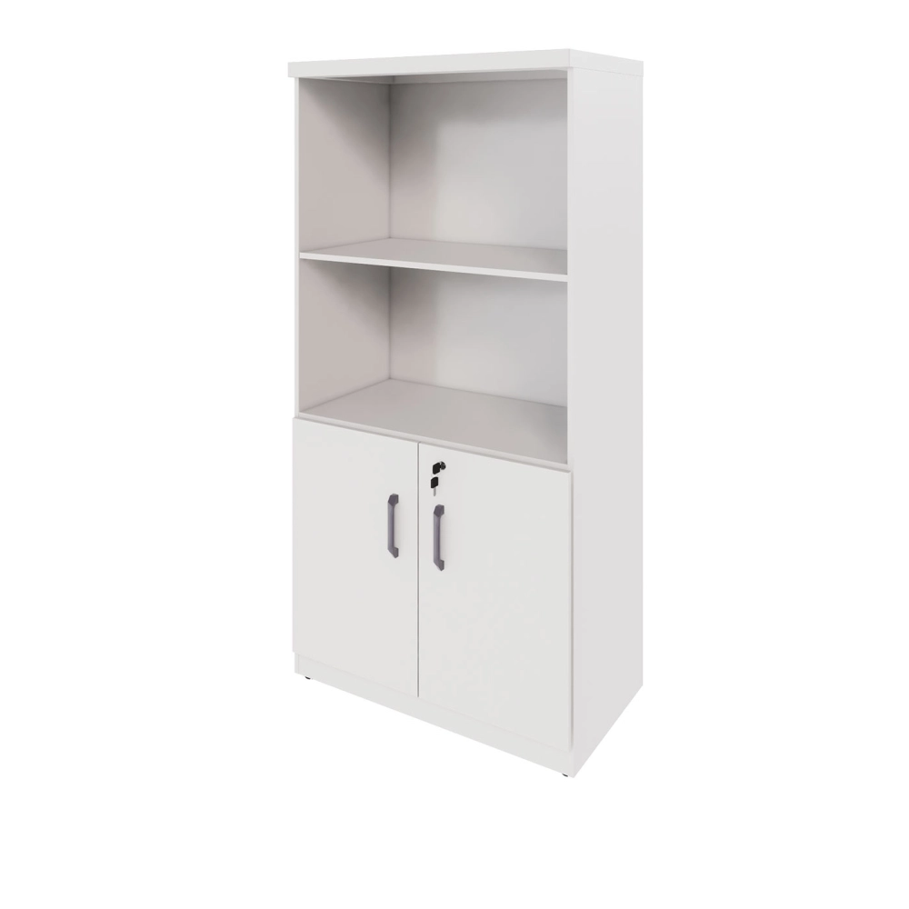 Armário Escritório Estante 80cm 2 Portas 3 Prateleiras F5 Cor:Branco
