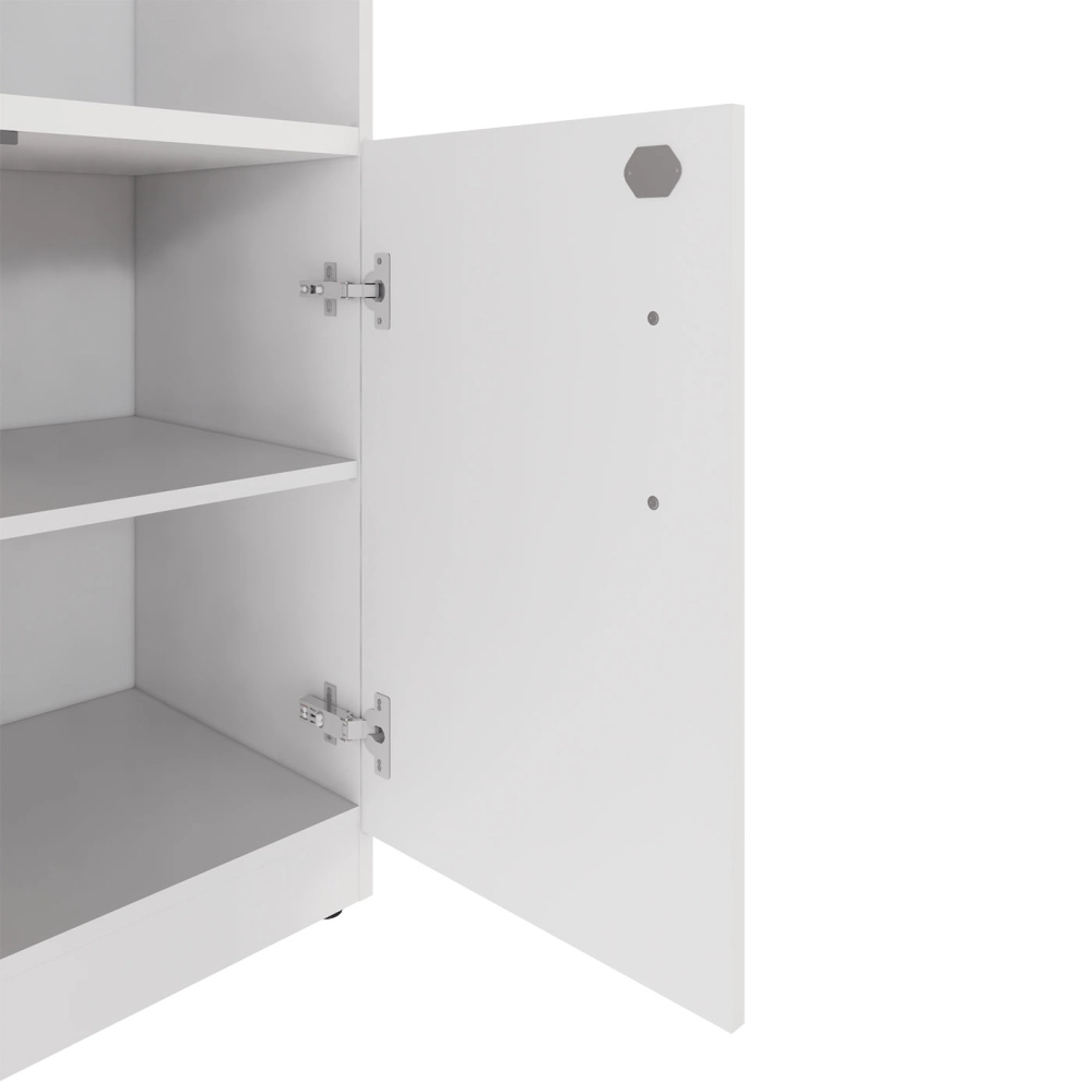 Armário Escritório Estante 80cm 2 Portas 3 Prateleiras F5 Cor:Branco