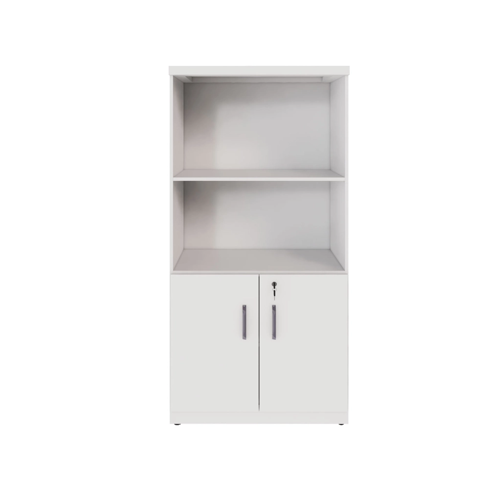 Armário Escritório Estante 80cm 2 Portas 3 Prateleiras F5 Cor:Branco
