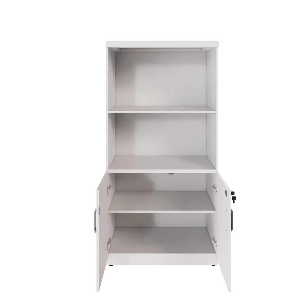 Armário Escritório Estante 80cm 2 Portas 3 Prateleiras F5 Cor:Branco