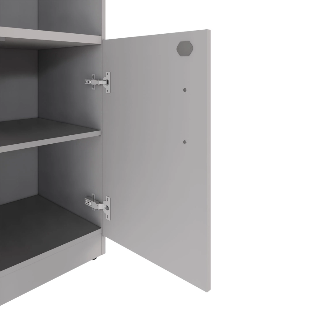 Armário Escritório Estante 80cm 2 Portas 3 Prateleiras F5 Cor:Cinza