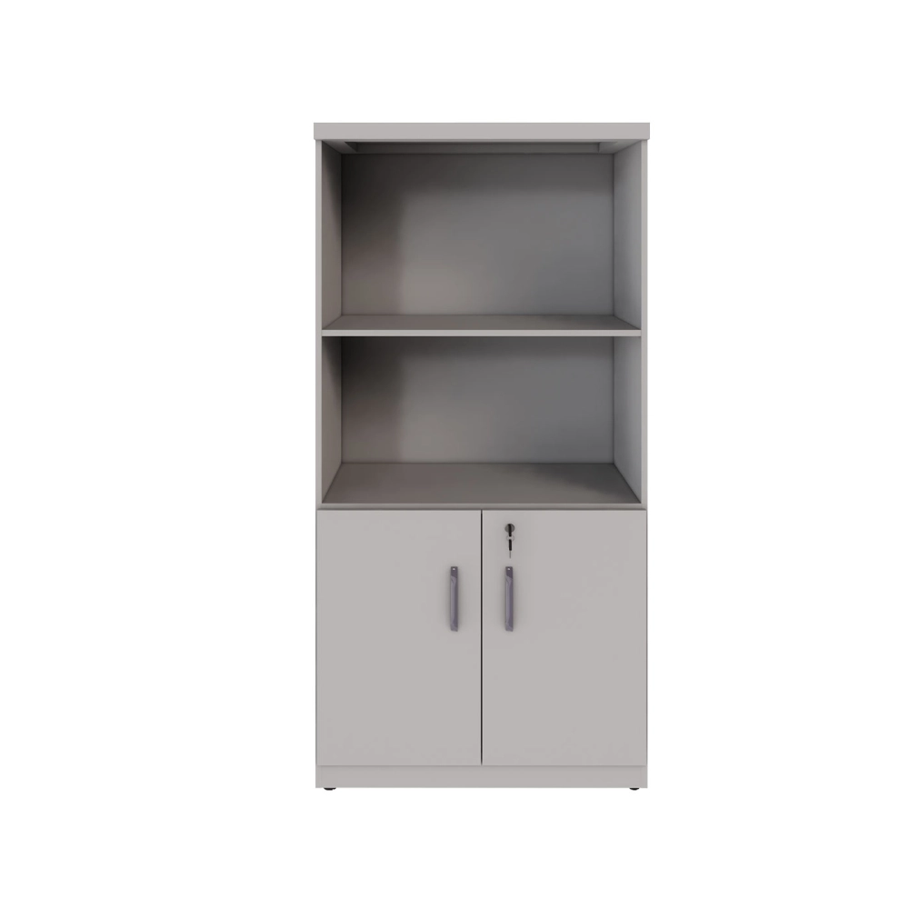 Armário Escritório Estante 80cm 2 Portas 3 Prateleiras F5 Cor:Cinza