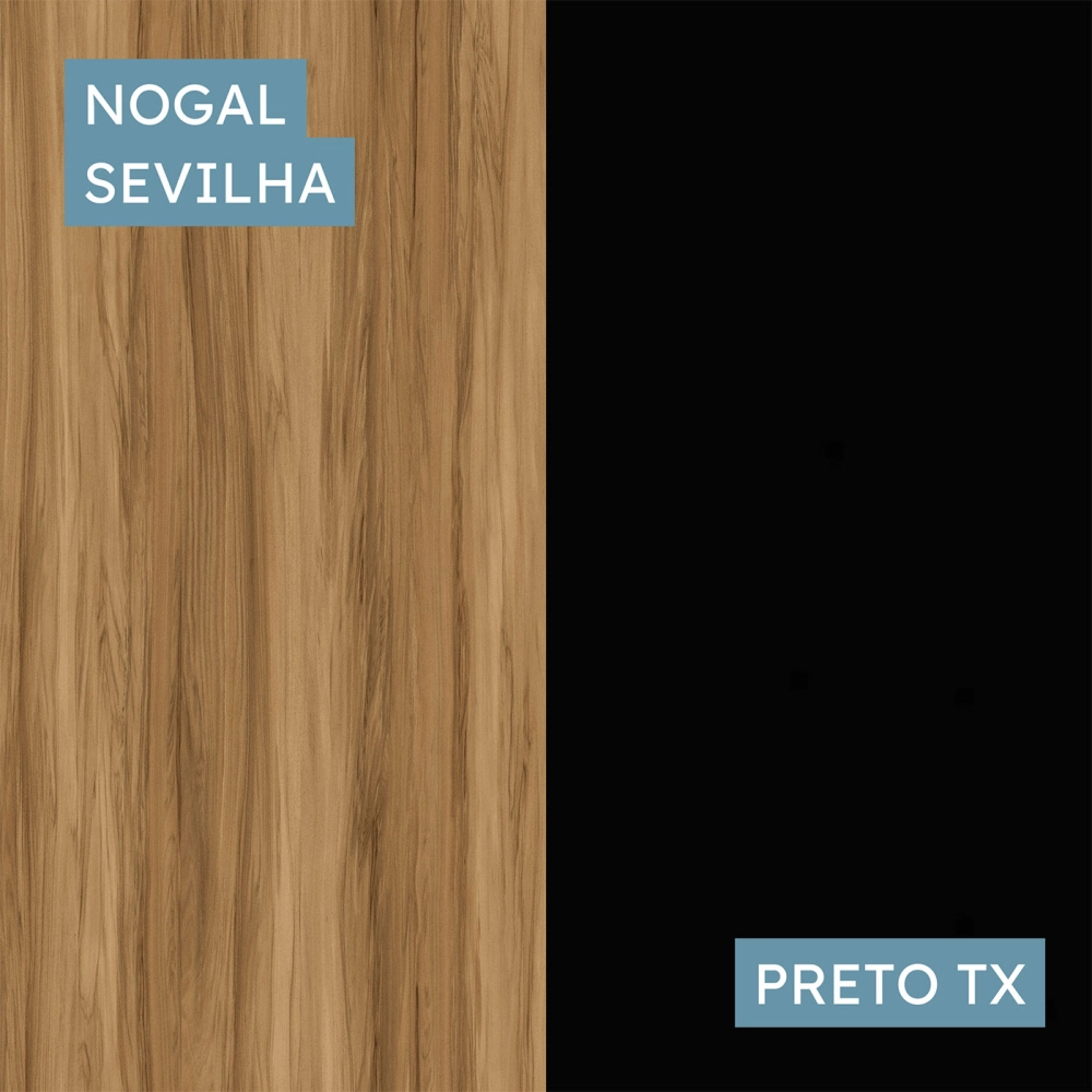 Armário Estante Escritório 80cm 2 Portas e Prateleiras NG F5 Cor:Nogal com Preto