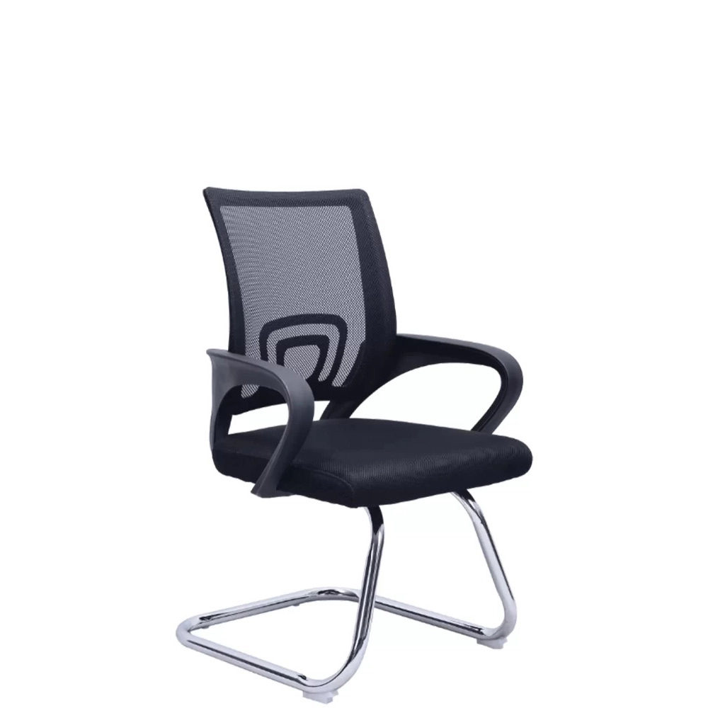 Cadeira Manchester Base Cromada Braços Fixos para Escritório Cor:Preto