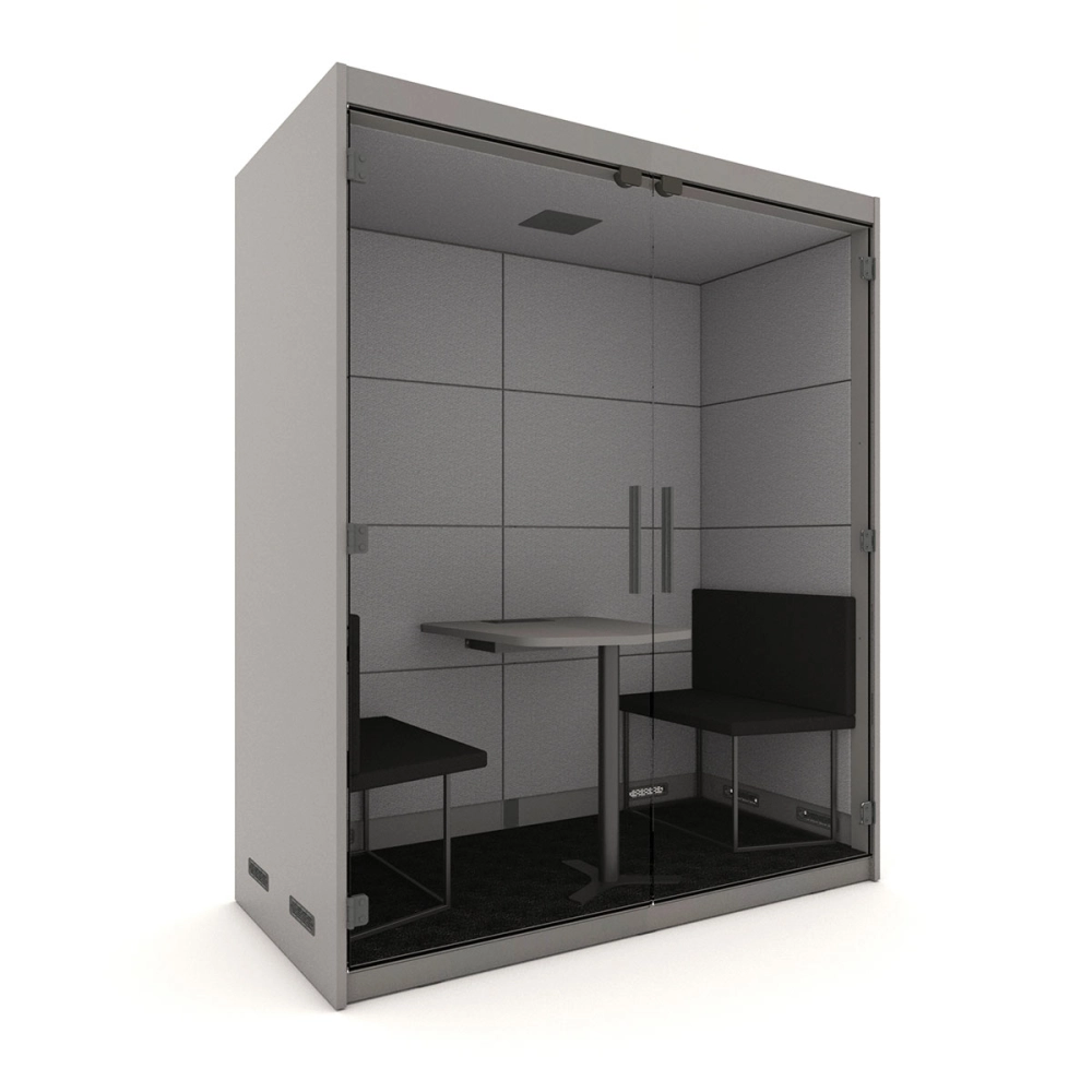 Cabine Acústica Completa com Mesa e Sofás para 2 Pessoas F5 Office Cor:Cinza Sagrado com Cinza Lunar