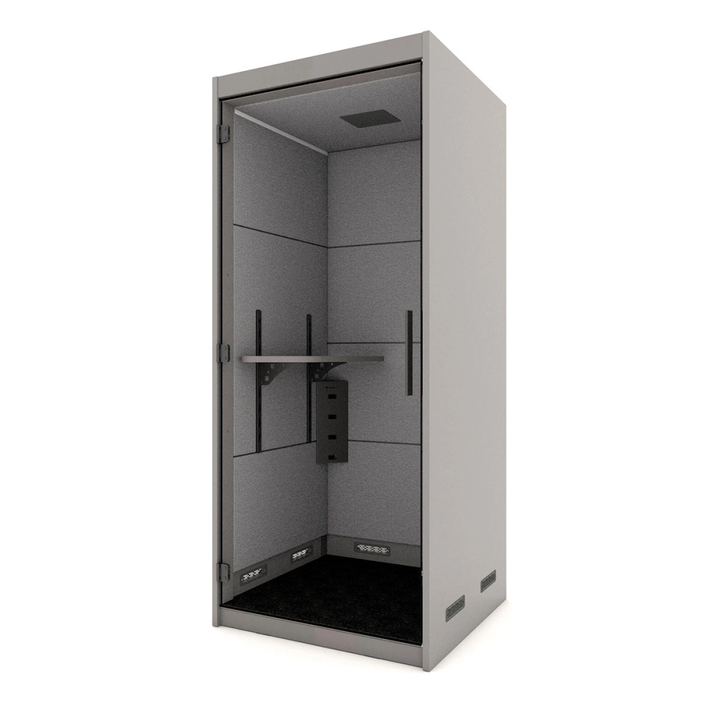 Cabine Acústica Individual com Mesa Regulável F5 Office Cor:Cinza Sagrado com Cinza Lunar