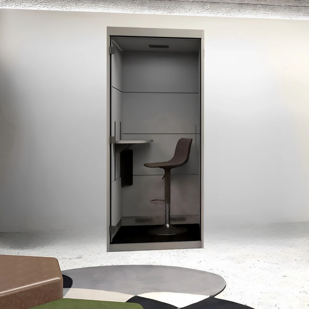 Cabine Acústica Individual com Mesa Regulável F5 Office Cor:Cinza Sagrado com Cinza Lunar