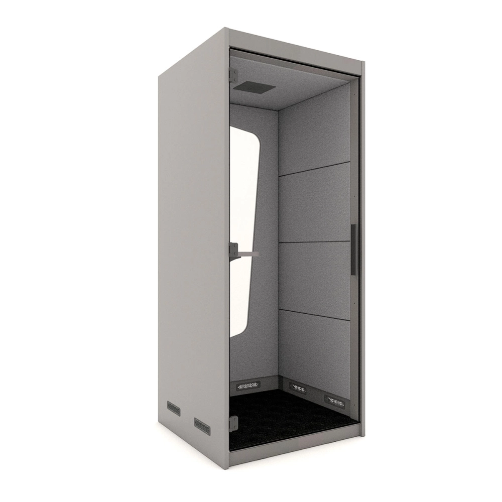 Cabine Acústica Individual Fundo com Vidro e Mesa Regulável F5 Office Cor:Cinza Sagrado com Cinza Lunar
