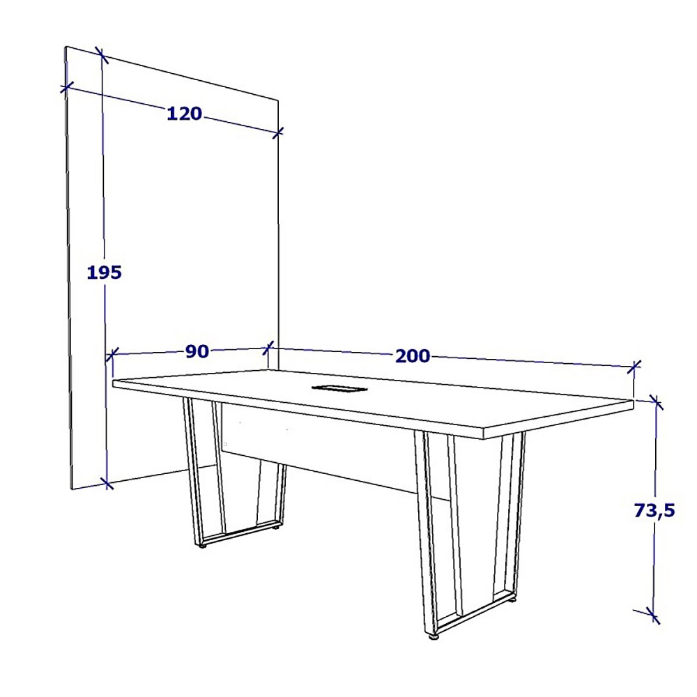 Conjunto Escritório Mesa 2m Caixa Tomada e Painel TV CSP F5 Cor:Cinza Sagrado com Preto