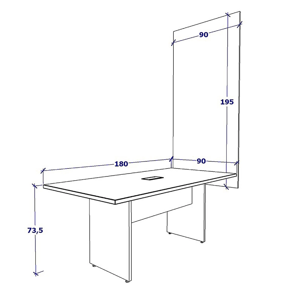 Conjunto Escritório Mesa de Reunião 1,80m Painel TV CZ F5 Cor:Cinza