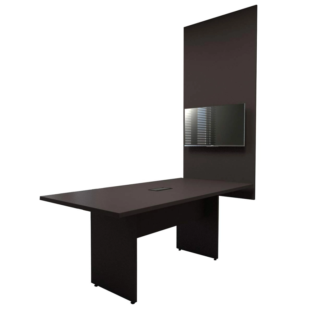 Conjunto Escritório Mesa de Reunião 1,80m Painel TV PRE F5 Cor:Preto