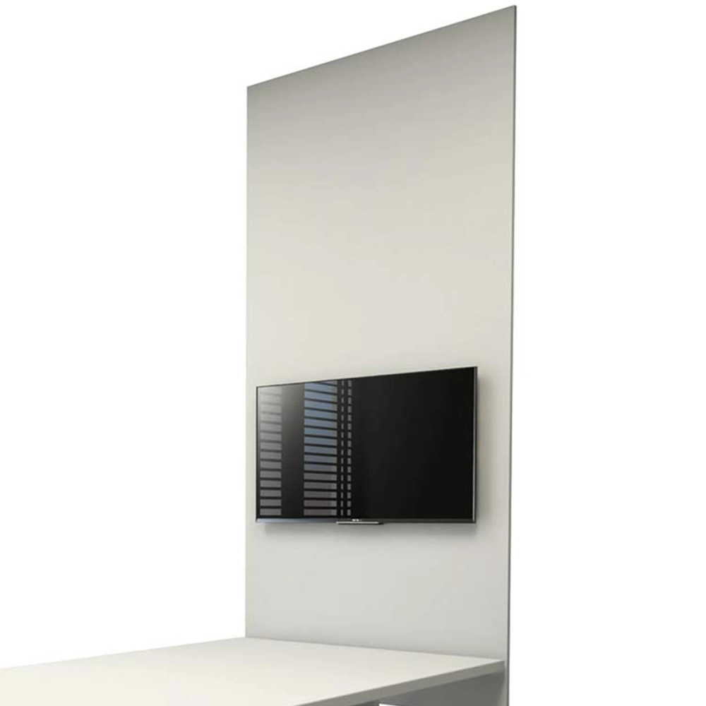 Conjunto Sala de Reunião Mesa 1,80m Cinza Painel para TV F5 Cor:Cinza