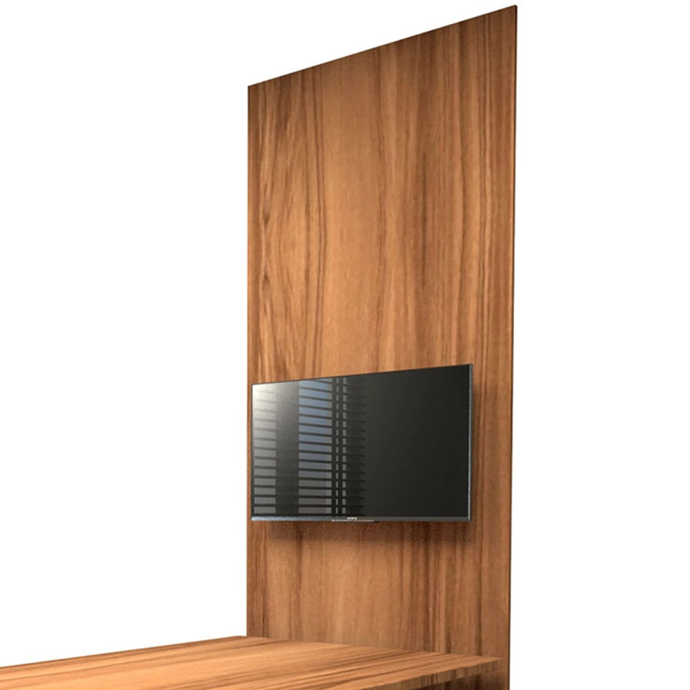 Conjunto Sala de Reunião Mesa 1,80m Painel para TV Nogal F5 Cor:Nogal com Preto