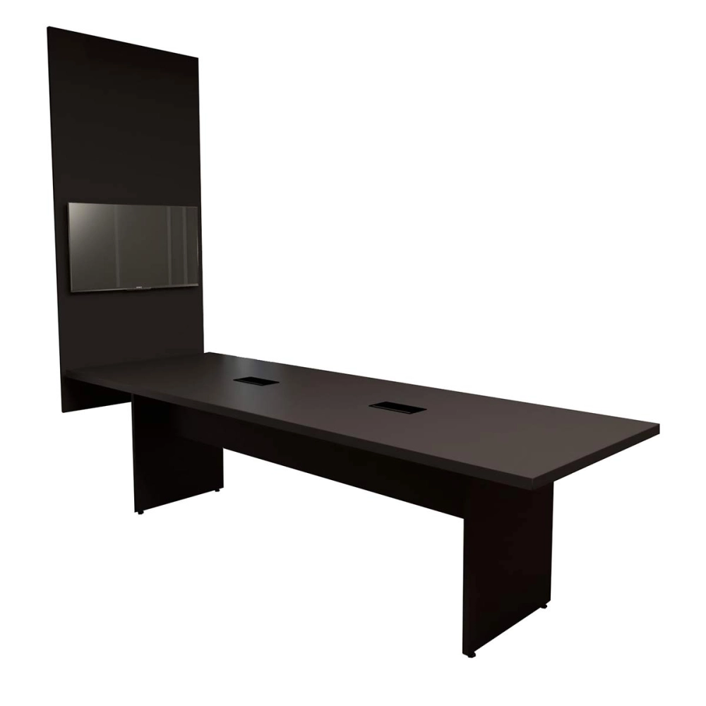 Conjunto Sala de Reunião Mesa 2,70m e Painel para TV Pre F5 Cor:Preto