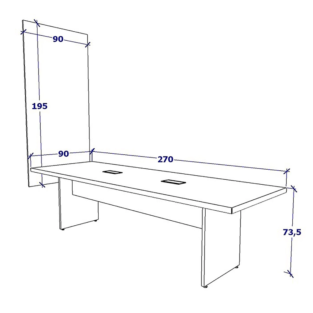 Conjunto Sala de Reunião Mesa 2,70m Painel para TV Mac Br F5 Cor:Macadâmia com Branco