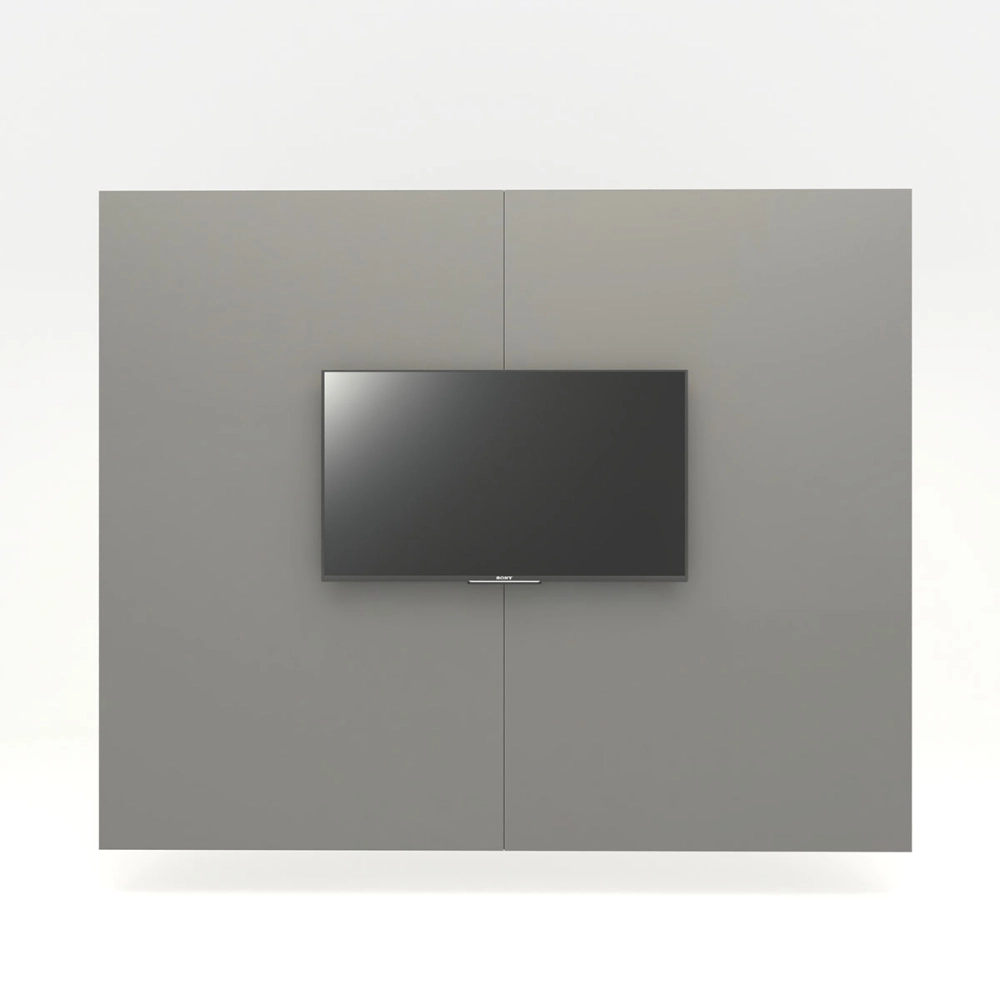 Conjunto Sala de Reunião Mesa 3,20m  Painel p/ TV CS Pr F5 Cor:Cinza Sagrado com Preto