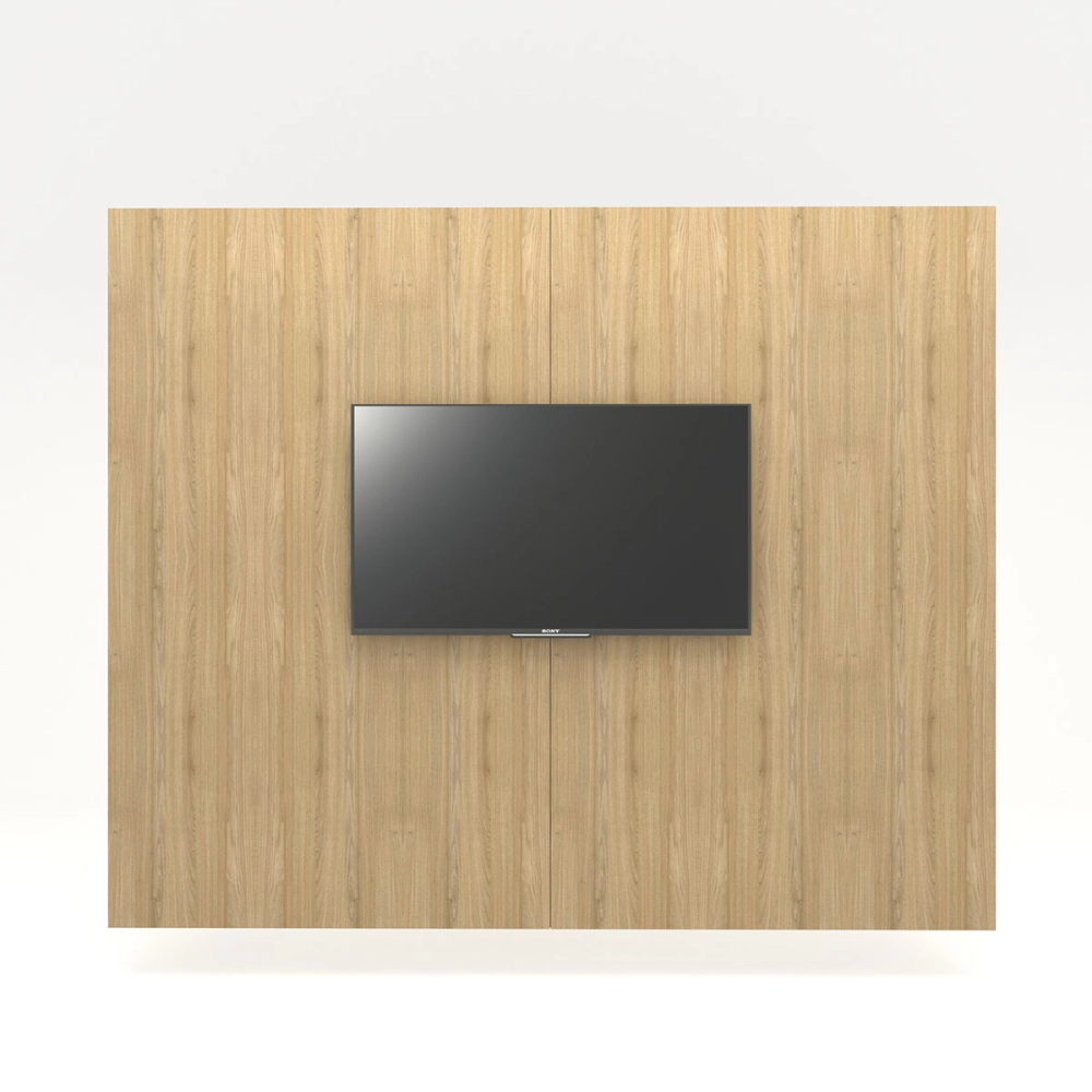 Conjunto Sala de Reunião Mesa 3,20m Painel p/ TV Mac Br F5 Cor:Macadâmia com Branco