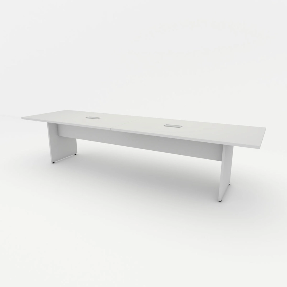 Conjunto Sala de Reunião Mesa 3,20m Painel para TV Cinza F5 Cor:Cinza