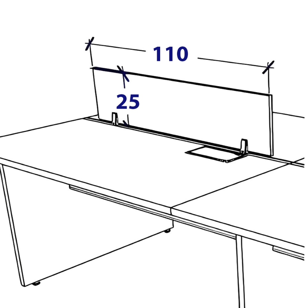 Divisória 110 cm em Vidro Fumê para Mesa de Trabalho F5 Office Cor:Fumê
