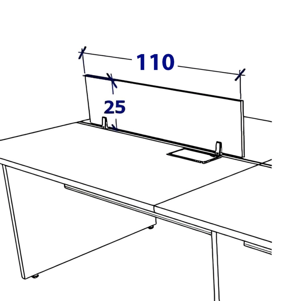 Divisória 110cm para Mesa de Trabalho Cinza F5 Cor:Cinza