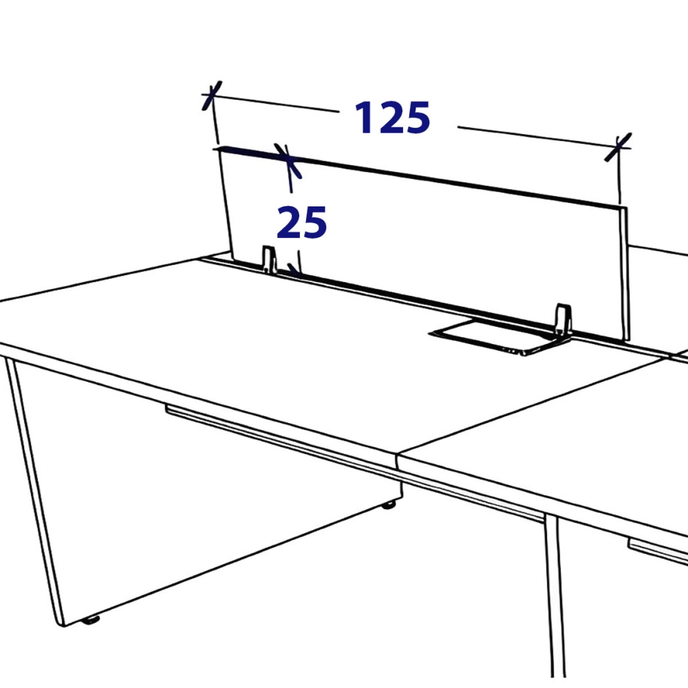 Divisória 125 cm em Vidro Fumê para Mesa de Trabalho F5 Office Cor:Fumê