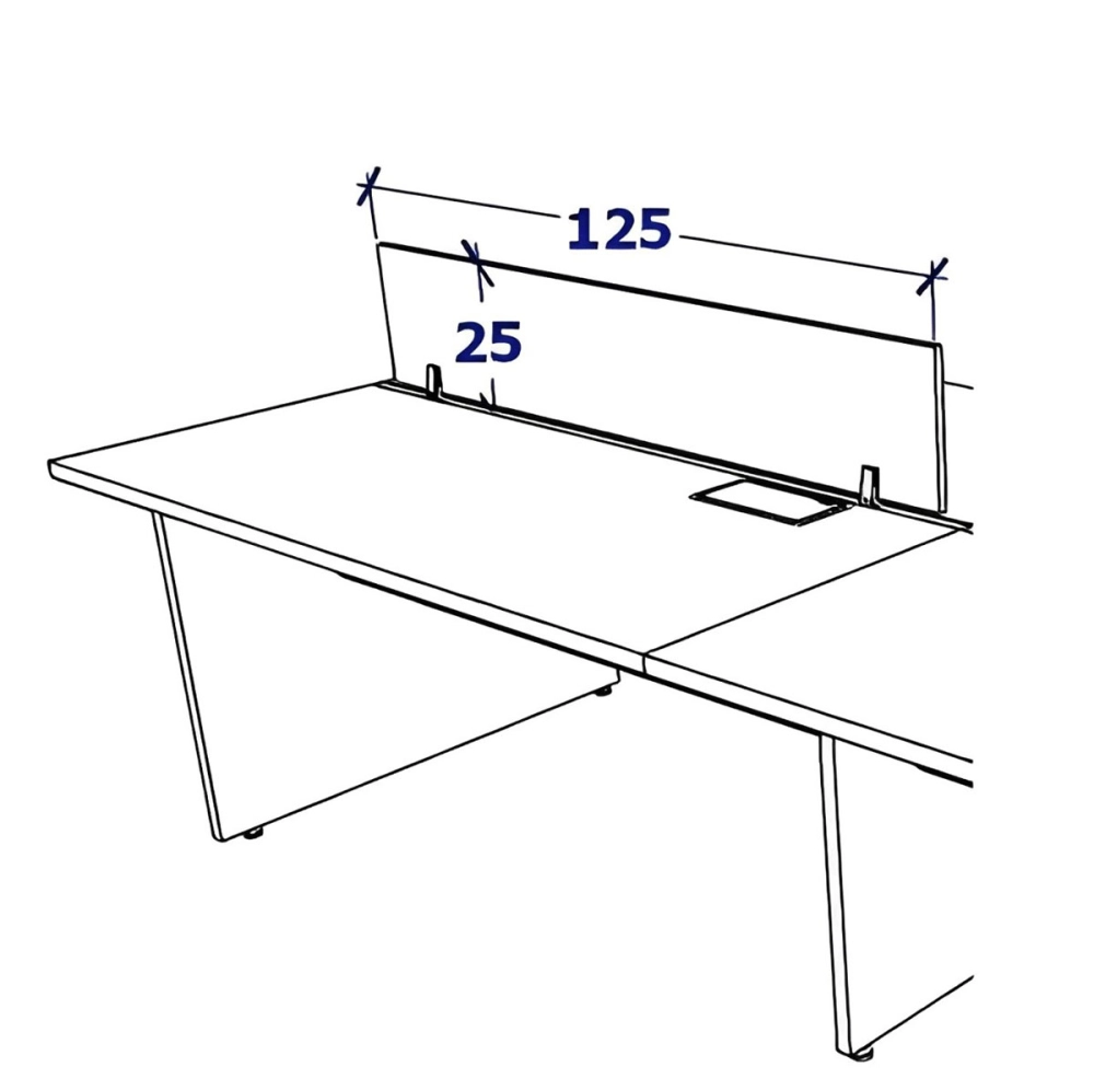 Divisória 125cm para Mesa de Trabalho Branco F5 Cor:Branco