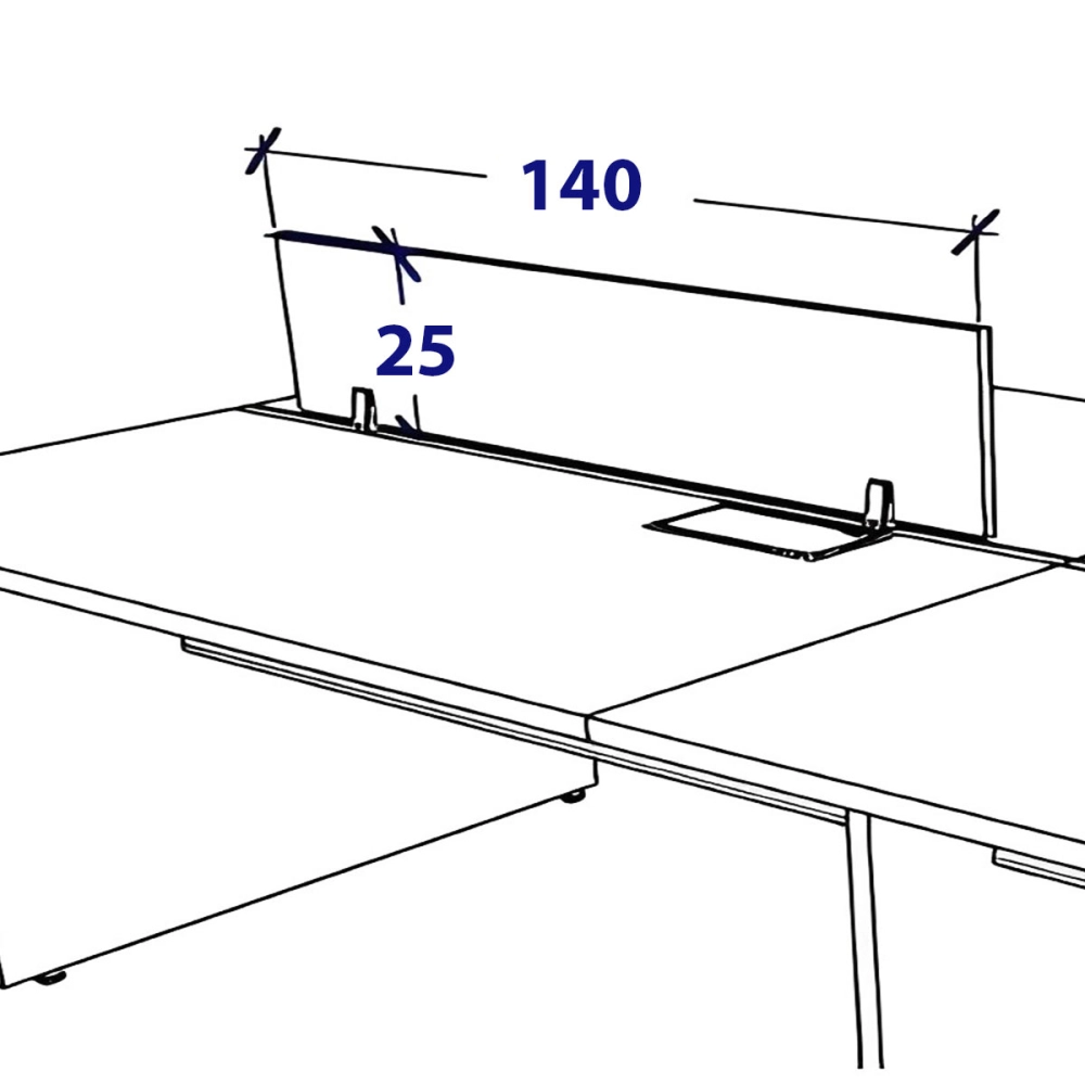 Divisória 140 cm em Vidro Fumê para Mesa de Trabalho F5 Office Cor:Fumê