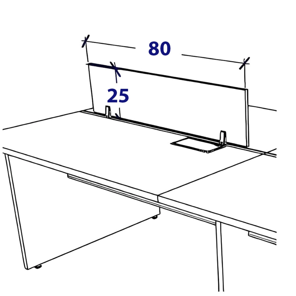Divisória 80 cm em Vidro Fumê para Mesa de Trabalho F5 Office Cor:Fumê
