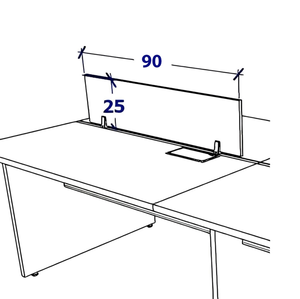 Divisória 90cm para Mesa de Trabalho Cinza F5 Cor:Cinza