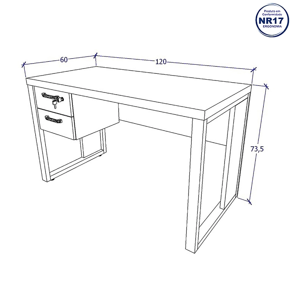 Escrivaninha 120cm com Gaveteiro Suspenso F5 Office Cor:Cinza Claro