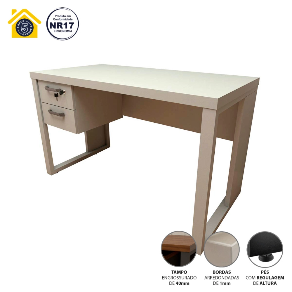 Escrivaninha 120cm com Gaveteiro Suspenso F5 Office Cor:Cinza Claro