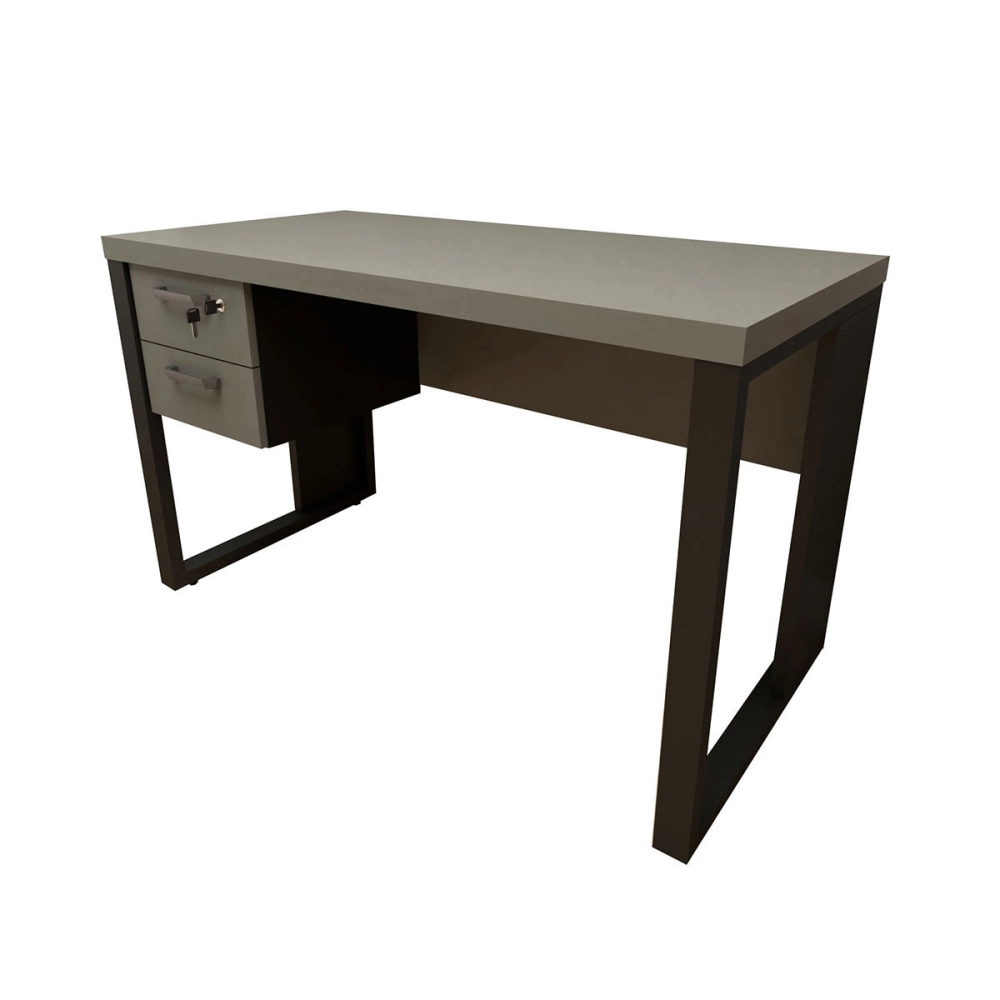 Escrivaninha 120cm com Gaveteiro Suspenso F5 Office Cor:Cinza Sagrado com Preto