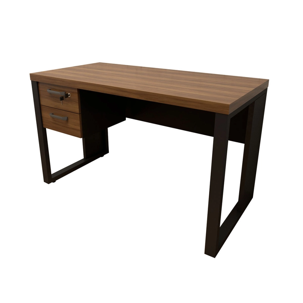Escrivaninha 120cm com Gaveteiro Suspenso F5 Office Cor:Nogal com Preto