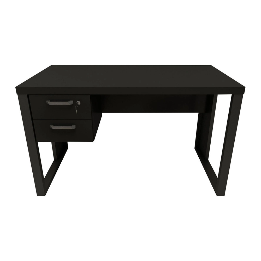 Escrivaninha 120cm com Gaveteiro Suspenso F5 Office Cor:Preto