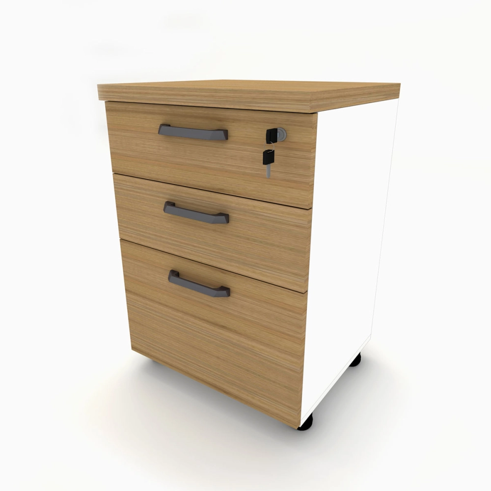 Escrivaninha 150cm x 60cm Gaveteiro 3 Gavetas Pés Metal F5 Cor:Macadâmia com Branco