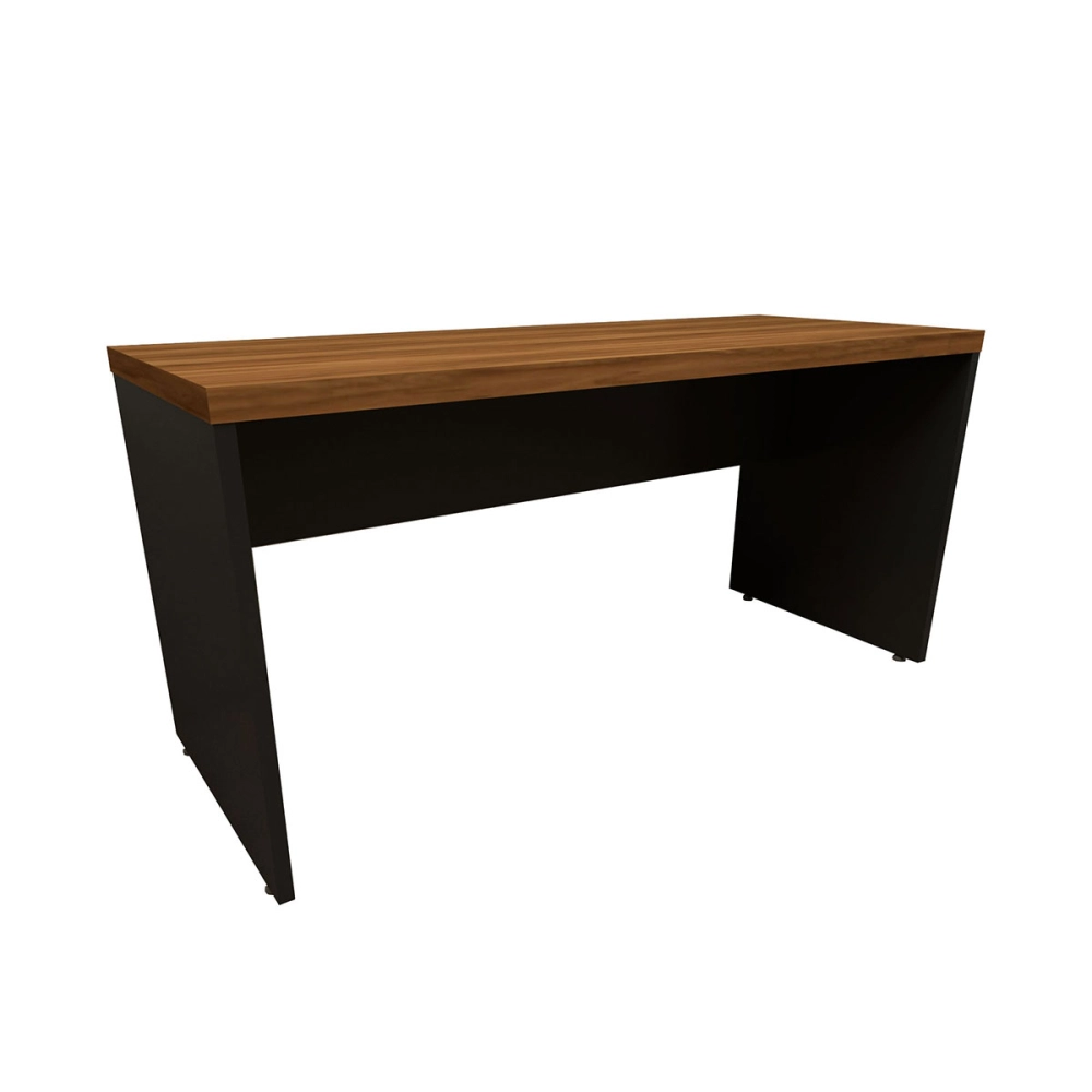 Escrivaninha Home Office 150cm Alto Padrão Tampo 40mm Cor:Nogal com Preto