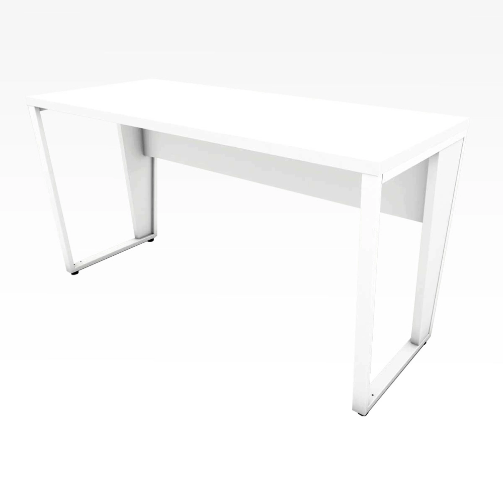 Escrivaninha Industrial 1,35m Tampo 30mm Br Pés Metal F5 Cor:Branco