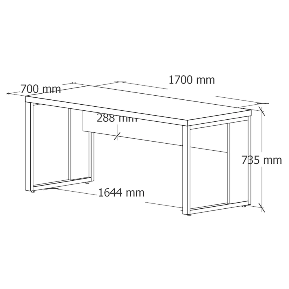 Escrivaninha Industrial 1,70m x 70cm Pé Metal Nogal Pr F5 Cor:Nogal com Preto
