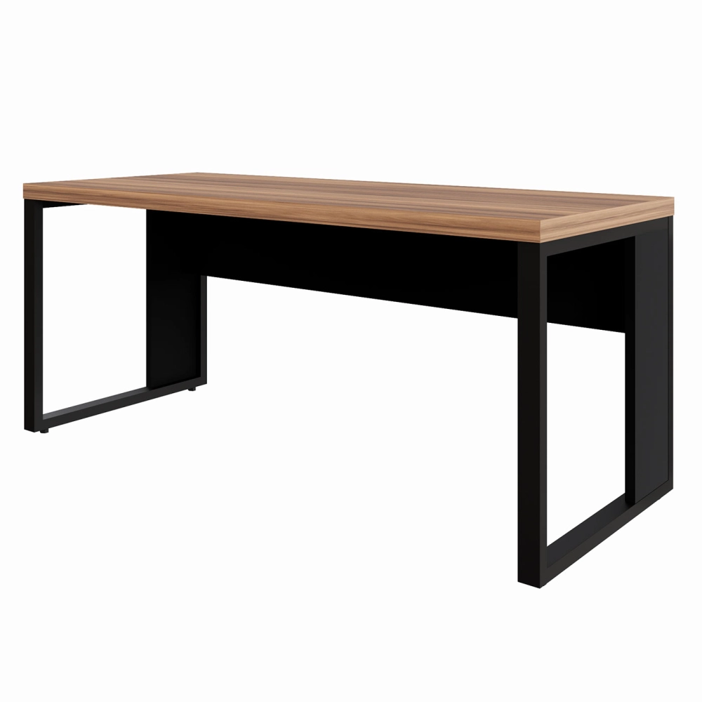 Escrivaninha Industrial 1,70m x 70cm Pé Metal Nogal Pr F5 Cor:Nogal com Preto
