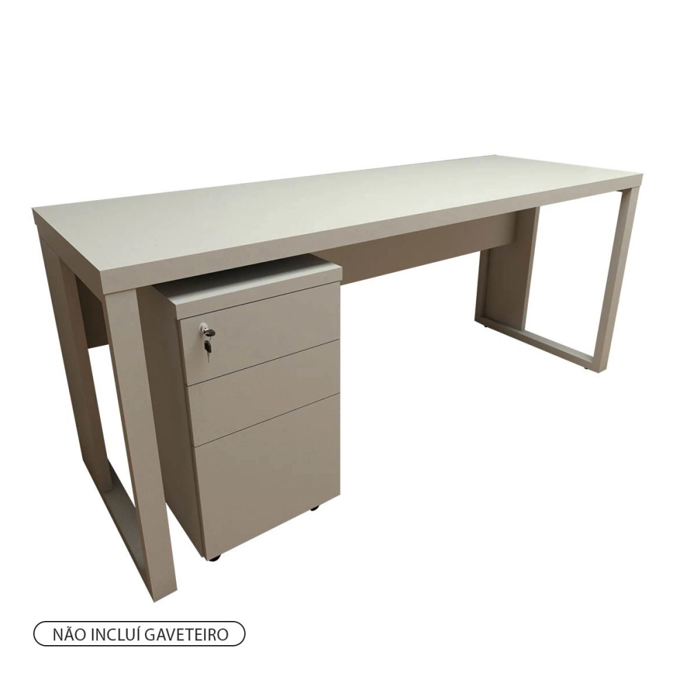Escrivaninha Industrial 170cm x 60cm Pés Metal F5 Office Cor:Cinza
