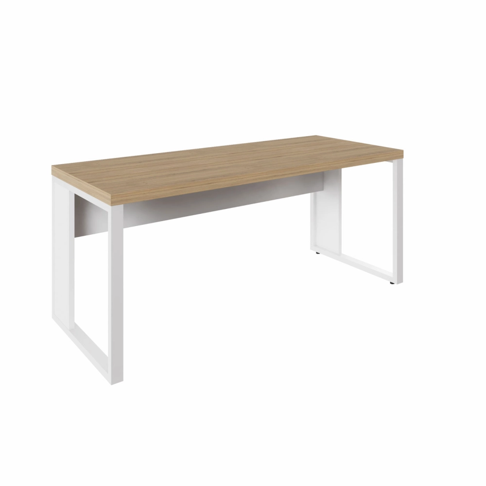 Escrivaninha Industrial Pés Metal 170 cm x 70 cm F5 Office Cor:Macadâmia com Branco