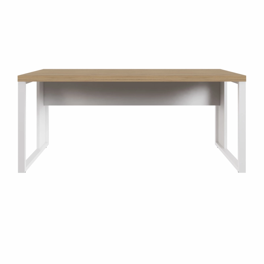 Escrivaninha Industrial Pés Metal 170 cm x 70 cm F5 Office Cor:Macadâmia com Branco