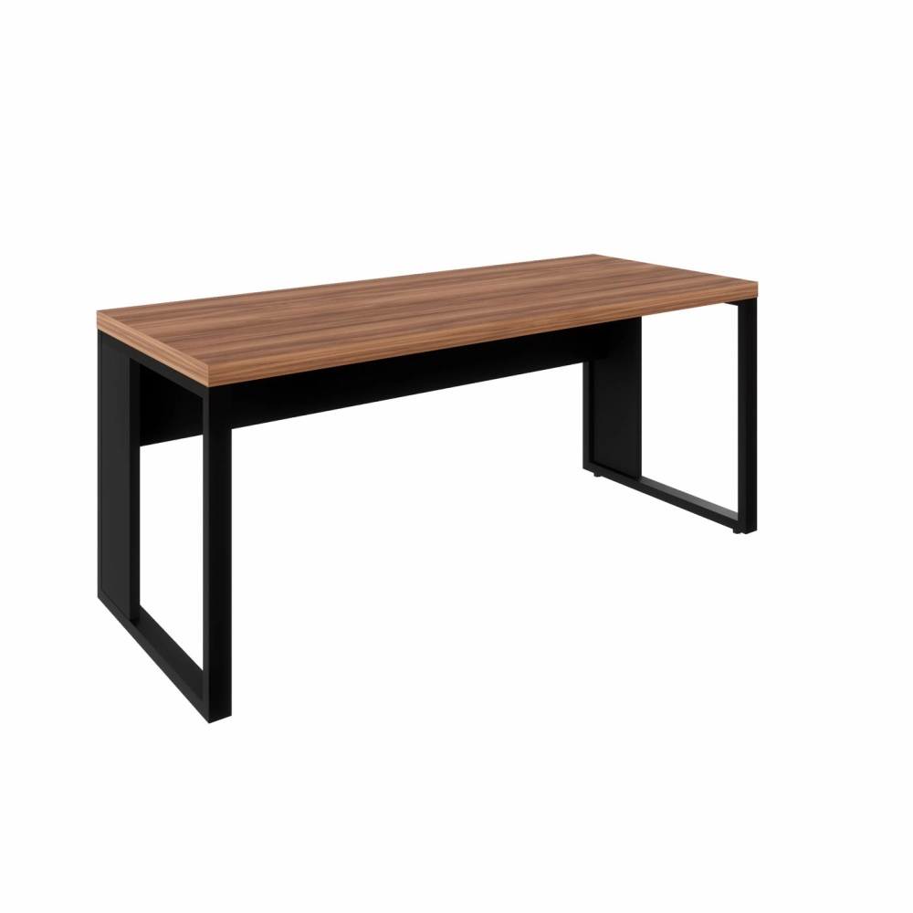 Escrivaninha Industrial Pés Metal 170 cm x 70 cm F5 Office Cor:Nogal com Preto