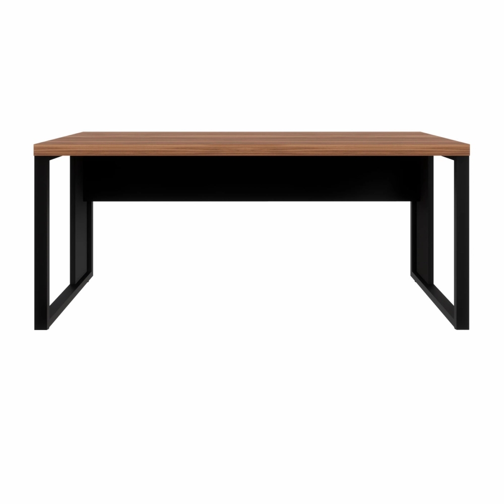 Escrivaninha Industrial Pés Metal 170 cm x 70 cm F5 Office Cor:Nogal com Preto