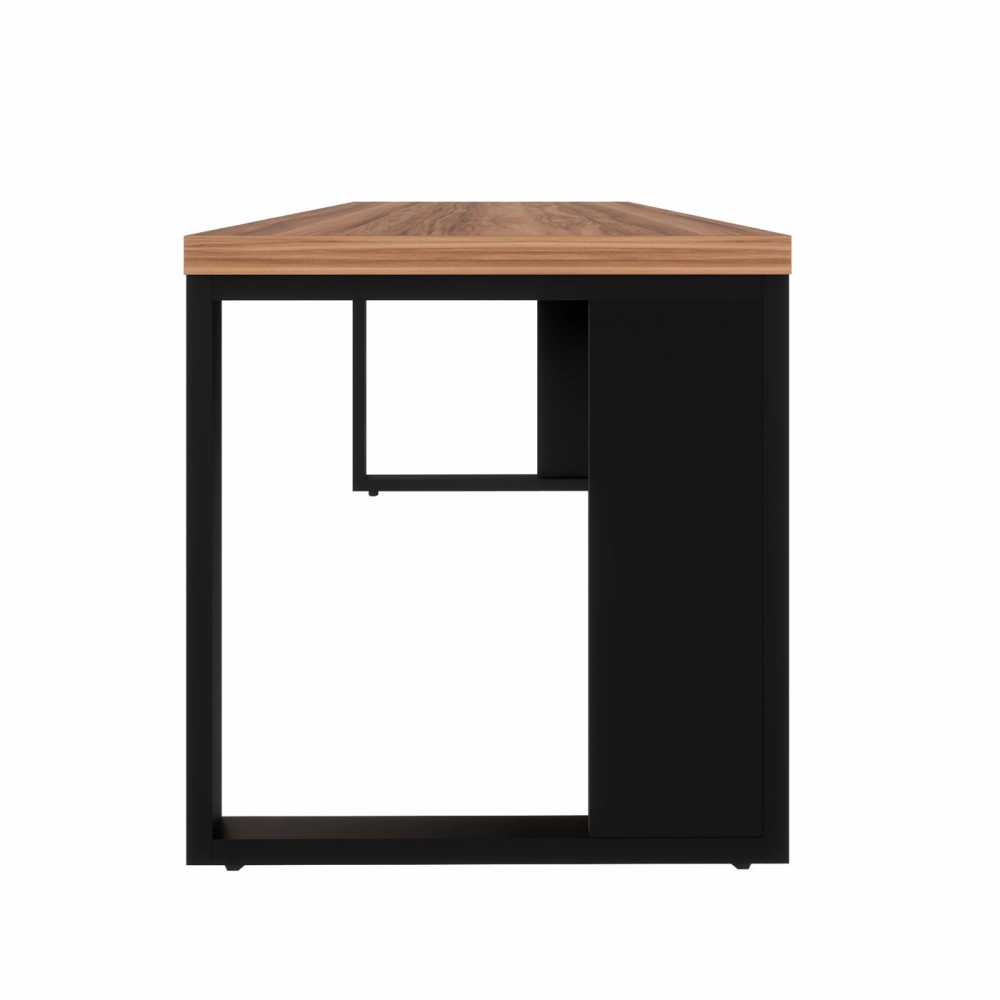 Escrivaninha Industrial Pés Metal 170 cm x 70 cm F5 Office Cor:Nogal com Preto