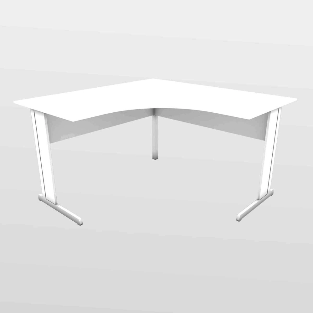 Escrivaninha p/ Escritório em L 135cm x 60cm Pés metal F5 Cor:Branco