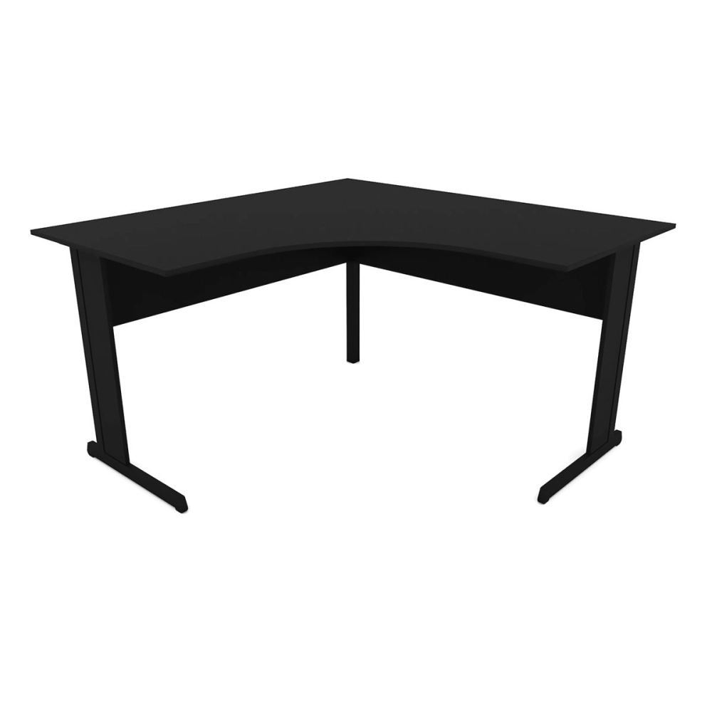 Escrivaninha p/ Escritório em L 135cm x 60cm Pés metal F5 Cor:Preto