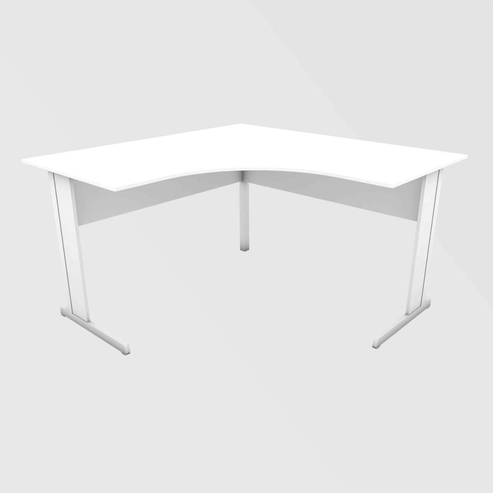 Escrivaninha p/ Escritório em L 160cm x 60cm Pés metal F5 Cor:Branco